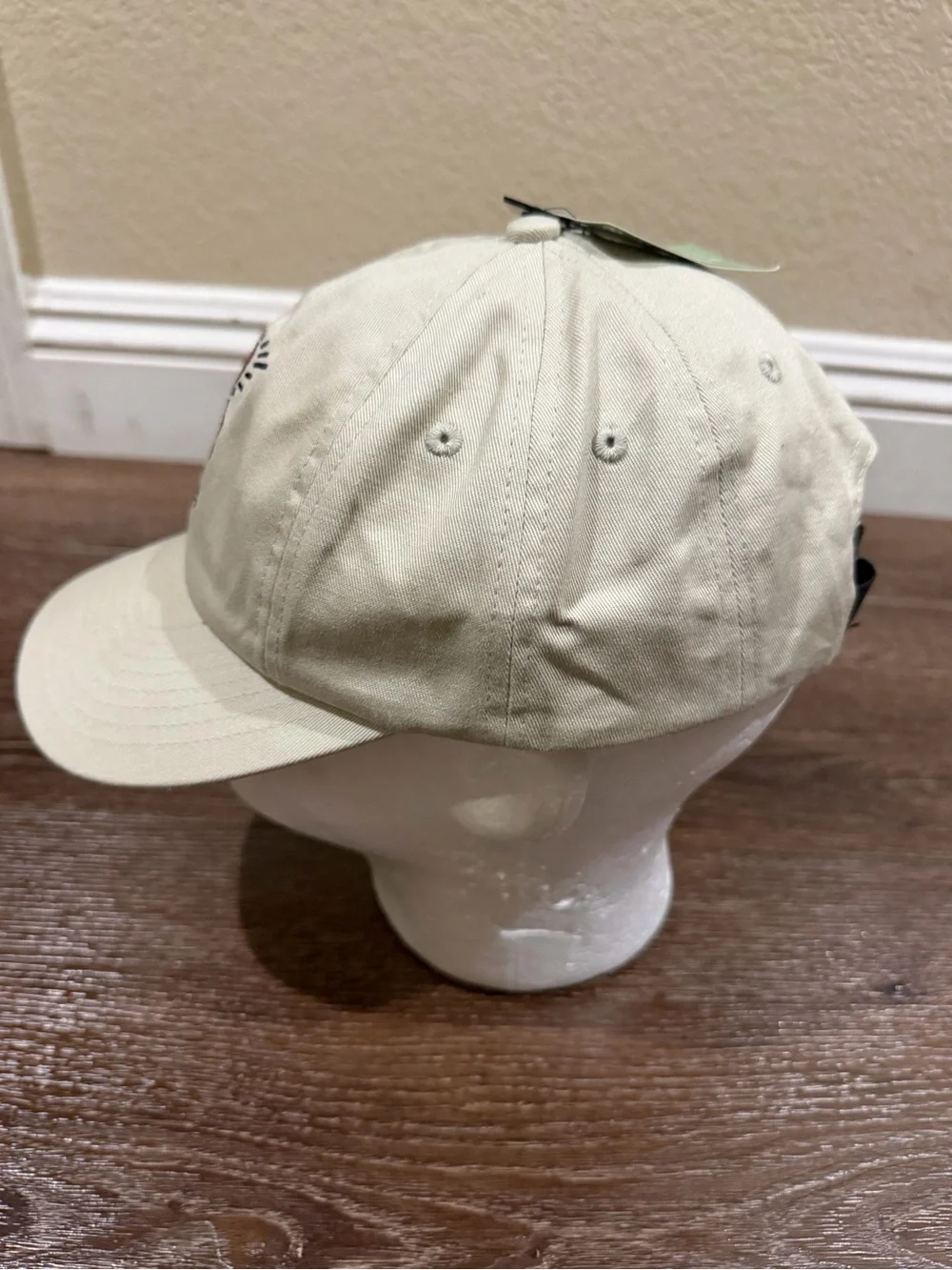 H&M Keith Haring Beige Baseball Cap with Red Heart Graphic